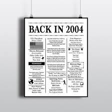 2004 Back In 2004 Black And White Poster Birthday 2004 Facts Etsy In 2021 Black And White Posters Birthday Poster 1964 Facts