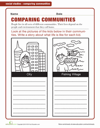 Comparing Communities Worksheet Education Com Types Of Communities Social Studies Worksheets Community Helpers Worksheets