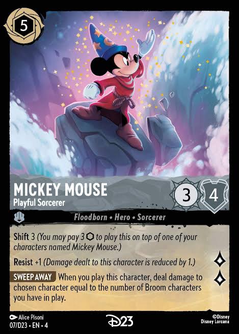Mickey Mouse - Playful Sorcerer - D23 Promo 07/D23 » Disney Lorcana Card  Details + Review » Lorcana Player