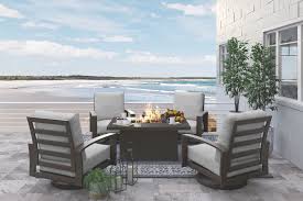 Cordova Reef Fire Pit Table Outdoor Swivel Chair Rectangular Fire Pit Furniture