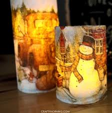 Diy Christmas Napkin Decoupage Candles Crafty Morning