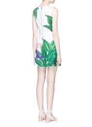 Alice Olivia Cotton Malin Bird And Palm Tree Print Sleeveless Dress Lyst