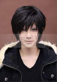Aw6 Japanese Anime Durarara Izaya Orihara Costume Male Short Hair Wig Black Razored Haircuts Wig Hairstyles Short Straight Hair