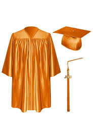 Child Orange Graduation Cap Gown Tassel