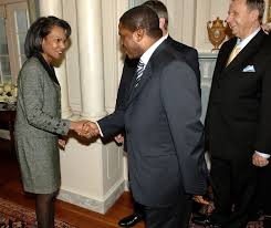 Photo: Secretary Rice With Presidential Envoy Minister Viktor Mengot of  Cameroon