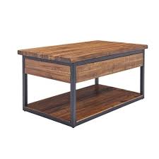 Rustic modern square coffee table, with a plinth base and hidden wheels, has a drift white painted finish with subtle grey distressing. Claremont Rustic Wood Coffee Table With Low Shelf Dark Brown Alaterre Furniture Target