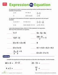Expression Vs Equation Worksheet Education Com Math Expressions Education Math Equations
