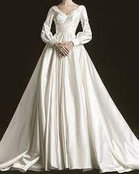 Vintage Bridal Wedding Dress Minimalist Satin Wedding Dress Etsy In 2021 White Ball Gowns Wedding Dress Long Sleeve Pearl Wedding Dress