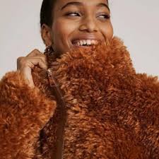 NWT Anthropologie Teddy Faux Fur Carmel Brown Cozy Full Zip Jacket Size XS 