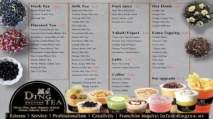 The alley menu items are popular among youngsters in malaysia. Menu Ding Tea Usa