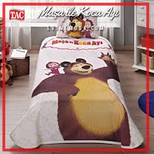 Tac Lisansli Tek Kisilik Pike Takimi Masha And The Bear Kids Rugs Home Decor Furniture