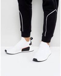 4.5 out of 5 stars 10. Adidas Originals Leather Nmd R2 Primeknit Trainers In White By3015 In Black For Men Lyst