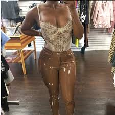 Pants Jumpsuits Coffee Colored Latex Pants Poshmark