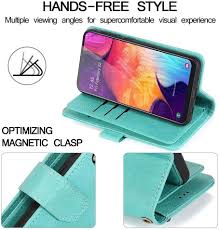 Hackers have found a way to break samsung's biometric authentication systems, and it's not particularly hard to do. Buy Lchulle For Samsung Galaxy A50 Wallet Case 2 In 1 Magnetic Detachable Folio Flip Leather Case 9 Card Slots Holder Kickstand Zipper Pocket Lanyard Hard Pc Shockproof Case For Galaxy A50 Mint