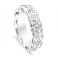 Hand Engraved Wedding Band Mens Vintage Wedding Ring 5 Mm Womens Wedding Band Unique Antique Wedding Band 14k White Gold Handmade Antique Wedding Bands Mens Wedding Bands Vintage Hand Engraved Wedding Band
