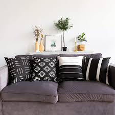 Boho living room black and white. Amazon Com Snugtown Decorative Boho Throw Pillow Covers Pack Of 4 Decor Modern Farmhouse Pillow Cases Tribal Geometric Chic Pattern Neutral Cushion Covers Black White 18 X 18 Inches Home Kitchen