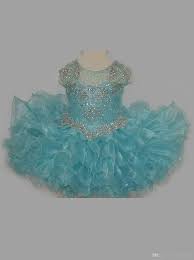 Bling Little Rosie Baby Girls Pageant Dresses 2019 Ruffles Skirt Aqua Cupcake Glitz Toddler Pageant Gowns Cap Sleeves Flower Girls Dresses Junior