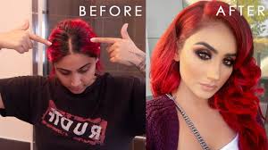 If you wish for a more muted tone of red, leave the dye on for less time, or mix some conditioner into the hair dye mixture to mute it. How To Color Your Hair At Home Black To Red Youtube