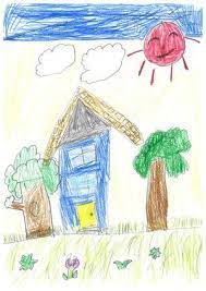 子供は家の絵を描くときは たいてい一戸建てになります この絵は男の子が描いて 子供のお絵かき 子供の絵 子供