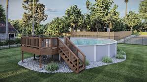 Limit the custom pool features such as a spa, baja shelf, etc. 14 X 10 Riverbank Pool Deck For A 24 Pool Material List At Menards