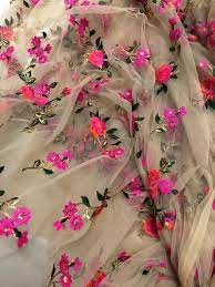No one can carry a beautiful embroidered garment as an indian can. Floral Net Embroidery Fabric Embroidered Net Fabric Certifications Price Range 20 00 100 00 Inr Meter Id C5054968