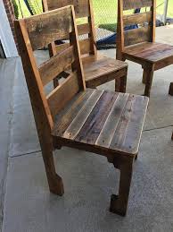 The Pallet Dining Room Chair Is Made From Recycled Reclaimed Pallet Wood The Arch Style Cutouts On Pallet Furniture Table Wooden Pallet Projects Pallet Chair
