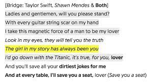 Matching bios for couples lyrics. Shawn Mendes Wrote New Lyrics For Taylor Swift S Lover And There S Camila Cabello References