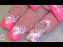 Valentine Bling Diva Nails Hot Pink Leopard Print Heart Nail Art Design Youtube How to do a simple pink leopard print design on your nails.