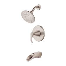 It could be a perfectly functional tub filler with a flow rate that hovers right around 2.5 gallons per minute (gpm). Brushed Nickel Brea 8p8 Ws2 Brsk 1 Handle Tub Shower Faucet Pfister Faucets