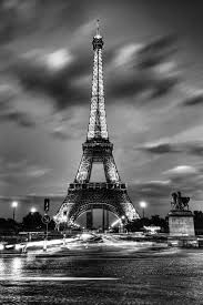Eiffel Tower In France At Night Black White Photo Etsy Eiffel Tower Eiffel Black White Photos