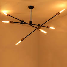 A while back, i came across this style of lamp during my stumbles across the internet. Industrial Semi Flush Mount Ceiling Light In Black Finish With 6 Edison Bulbs Light Branch Adjustable Takeluckhome Com