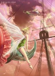 Gorgeous Artwork Featuring Tinkerbell Peter Pan And Wendy Oh And Captain Hook S Hook Disney Art Disney Fan Art Peter Pan Disney