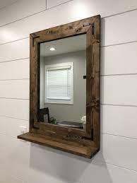 Rustic mirror with a 3.5 deep shelf, small mirror, large mirror, bathroom mirror, framed mirror, wall farmhouse mirror with brackets. Pin On Casinha