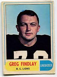 1968 OPC Greg Findlay Rookie Card #123 BC Lions Wenatchee, Trading Cards