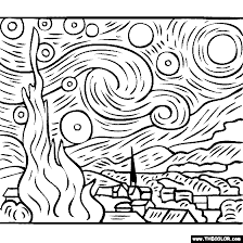 Simply download and print, and start colouring! Vincent Van Gogh Starry Starry Night