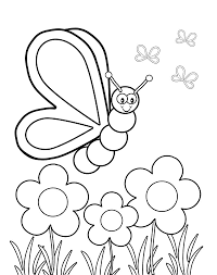 Butterfly Viewing Flowers Coloring Page Spring Coloring Sheets Spring Coloring Pages Kindergarten Coloring Pages