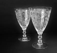 Etched glass is offered in two different formats, both creating the look of a bygone era. Robin Hahn Pa Twitter Fostoria Crystal Wine Or Water Glasses Chintz Floral Pattern Elegant Etched Vintage 1940 S Goblets Optic Paneled Glassware Pair Of Glasses Https T Co Utkdhz8kve Housewares Clear Housewarming Thanksgiving Glass