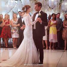 Pin By Patsy Meadows On Fifty Shades Of Grey Darker Freed Jamie Dornan Dakota Johnson Grey Wedding Dress Wedding Dresses Fifty Shades