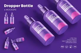 Shadows and highlights are placed on separated layer. Glossy Dropper Bottle Mockup Set In Packaging Mockups On Yellow Images Creative Store