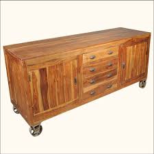 Solid Indian Rosewood Buffet Cabinet On Wheels For Flexible Work Space In Open Plan Kitchen Dining Solid Wood Furniture Rustic Dining Table Set Wood Furniture