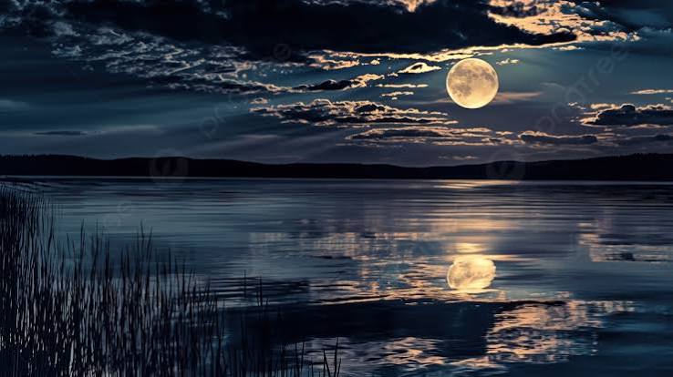 A Full Moon Is Reflected In The Water Of A Lake Photo And Picture For Free  Download - Pngtree