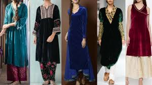 Latest Velvet Kurti Designs Mix Match Velvet Kurta Designs To Wear Wit Velvet Dress Long Velvet Kurtis Design Kurta Designs Women