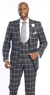 Black And White Suit Mens E J Samuel Mens Black White Suit Plaid Wool 3 Piece Vest Jacket Pants M2698 Men Black And White Suit Dress Suits For Men Mens Suits