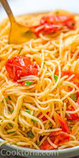 This Angel Hair Pasta Is Made With Cherry Tomatoes Garlic And Olive Oil You Won T Believe How Angel Hair Pasta Recipes Pasta Dish Recipe Easy Pasta Recipes