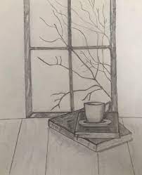 The basic contents include drawing lines, painting foundation, texture and light, character sketch, animal sketch, and color pencil painting. Simple Pencil Sketch Of Natural View Of Window Mug And Books Album On Imgur