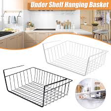 Light grey kitchen with wood worktop uke strings names. Under Shelf Storage Hanging Rack Kitchen Holder Basket Table Cabinet Organizer Ebay