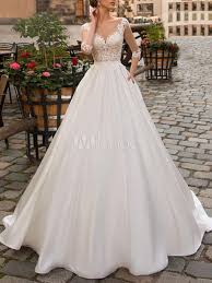 Kurze vintage hochzeitskleider kann eine gute wahl sein. Vintage Brautkleider 2021 A Linie V Ausschnitt Halbe Hulse Bodenlangen Spitze Satin Vintage Brautkleid Mit Schleppe Milanoo Com