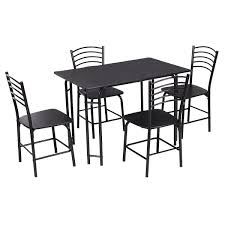 Amazon Com Giantex 5 Pcs Black Dining Set Table 4 Chairs Steel Frame Home Kitchen Furniture Tabl Modern Kitchen Tables Dining Table Black Metal Dining Room
