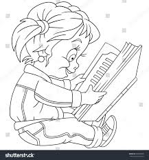 This coloring page features a girl with a ponytail sitting on a tall stack of books while reading a story. Download 339 Reading Is Fun Colouring Pages Png Pdf File