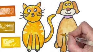 Drawing a cat is easy to do. Learn How To Draw Paint A Cute Cat Dog Easy Animal Drawings For Kids Step By Step Tutorial Youtube